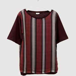 Dries Van Noten Burgundy Striped Silk Tee